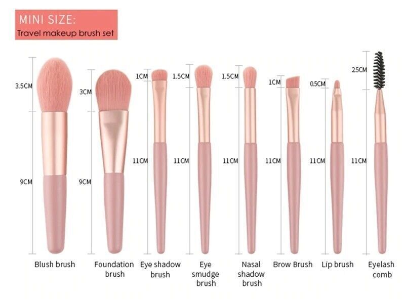 8PCS Makeup Brush Set with Bag